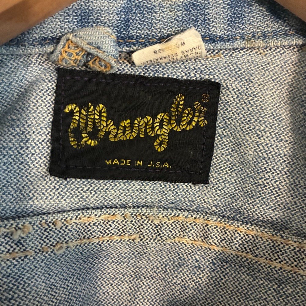 Vtg 70s 80s Wrangler 124MJ Denim USA Made Trucker Jacket Mens 36 Slant Pockets - Picture 4 of 14